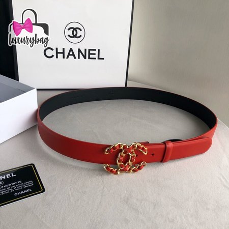 Chanel Red Belt 3.0cm