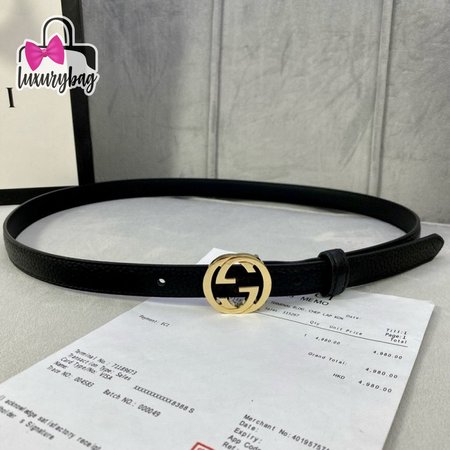 Gucci Thin Black Belt 2.0cm