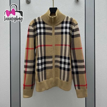 Classic Plaid Turtleneck Cardigan Sweater