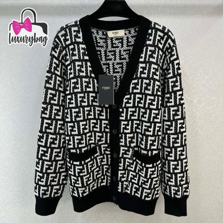 Fendi Knitting Cardigan Sweater Black