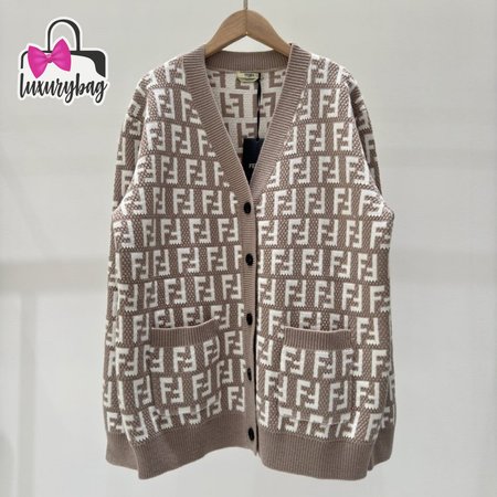 Fendi Knitting Cardigan Sweater Brown