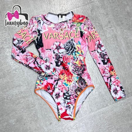 Versace Pink Rose One-Piece Swimsuit