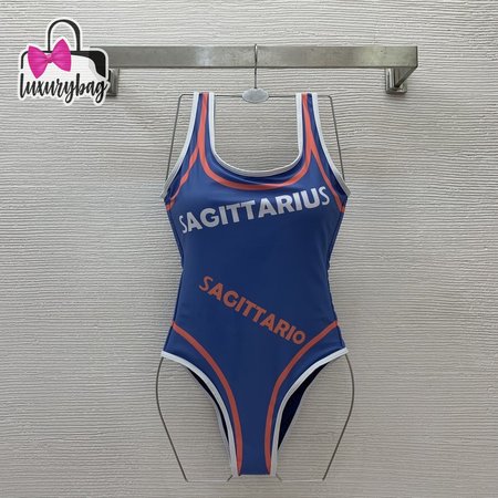 Gucci Blue U-Neck One-Piece Swimsuit