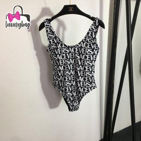 Versace Monogram-Printed Backless One-Piece Swimsuit