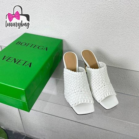 Bottega Veneta White Intrecciato Curve Heeled Sandals 34-41