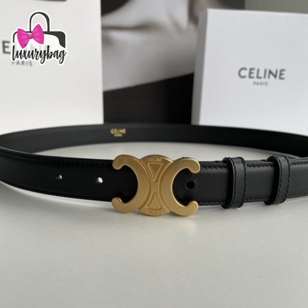 Celine Triomphe Arc De Triomphe Buckle Calfskin Belt 2.5cm