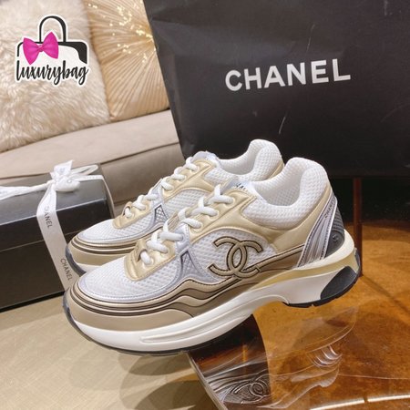 Chanel CC Runner Gold Laminate Sneaker