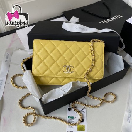 Chanel Classic Wallet On Chain Patent Lambskin & Gold-Tone Metal Yellow