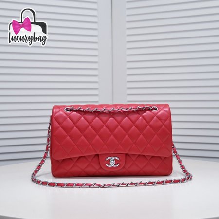 Chanel Classic Double Flap Quilted Jumbo Calfskin Red