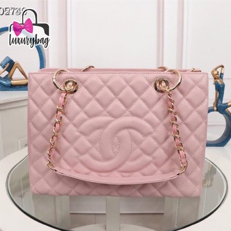 Chanel Pink Quilted Caviar Timeless CC Tote Bag