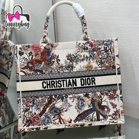 Christian Dior Beige Jardin d'Hiver Medium Dior Book Tote