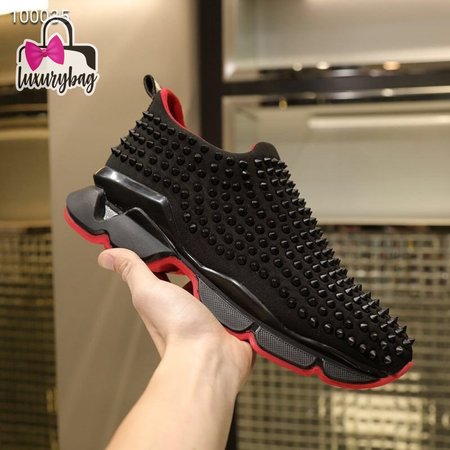 Christian Louboutin Spike Sock Black Red Sneaker