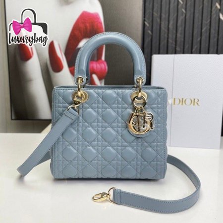 Medium Lady Dior Bag Horizon Blue Cannage Lambskin