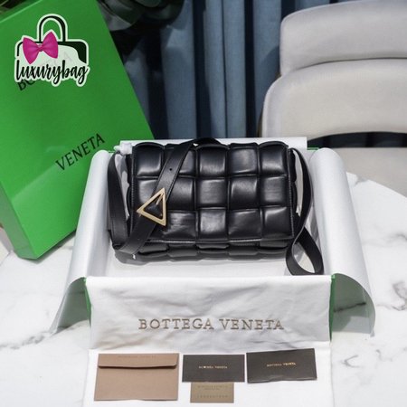 Bottega Veneta Padded Intreccio Cassette Crossbody Bag Black