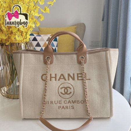 Chanel Deauville Tote Large Light Beige