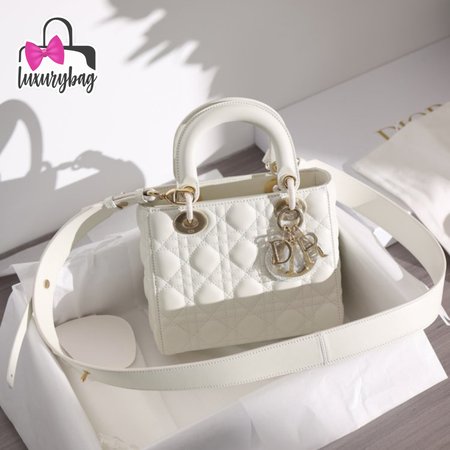 Mini Lady Dior Bag Cream Lambskin Cannage