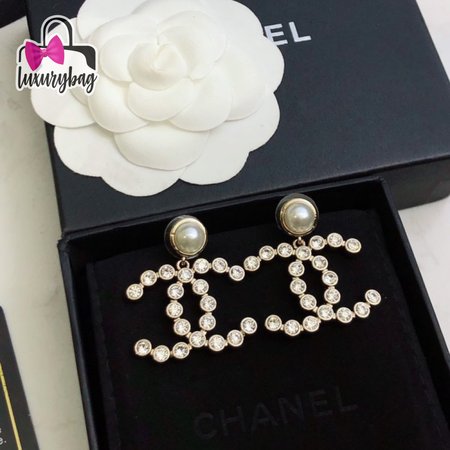 Chanel Metal and Strass Earrings Glass Pearls