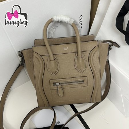 Celine Luggage Micro Drummed Calfskin Dune