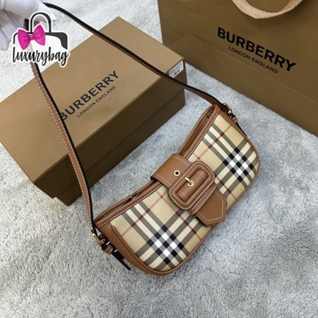 Burberry Women's White Leather-trimmed Checked Coated-canvas Shoulder Bag