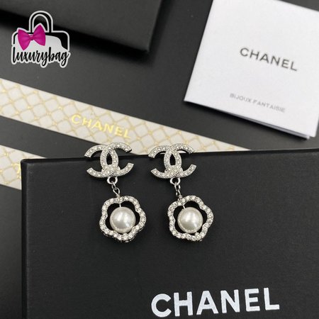 Chanel Pearl Silver Earrings