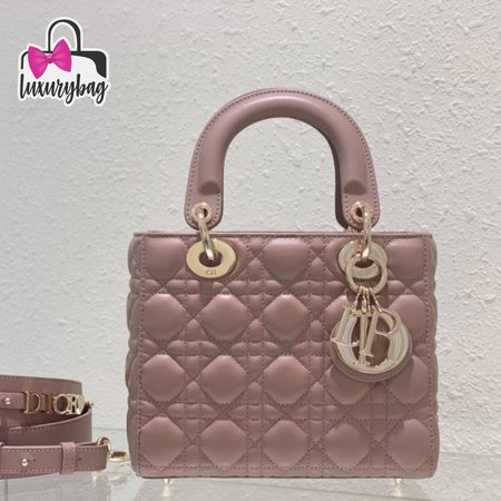 Dior Small Lady Dior My Abcdior Bag Peony Pink Cannage Lambskin