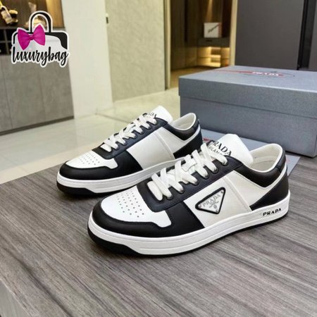 Prada Downtown Low Top Sneakers Leather White Black