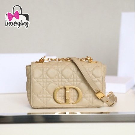 Small Dior Caro Bag Beige Soft Calfskin Cannage