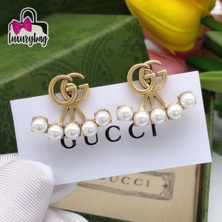 Gucci Earrings With GG Logo And Pearls