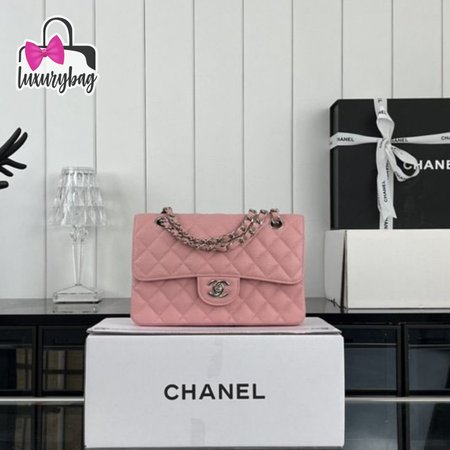 Chanel Vintage Classic Double Flap Bag Quilted Caviar Medium