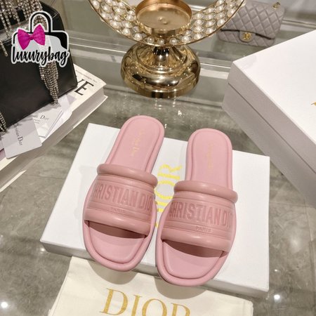 Dior Slide Pink Embossed Lambskin