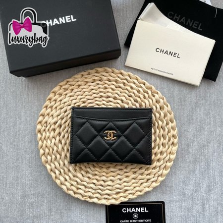 Chanel Black Quilted Lambskin Leather Classic Card Holder