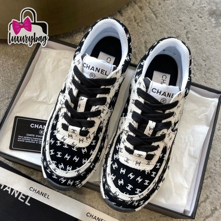 Chanel Suede Trainer Printed CC Sneaker