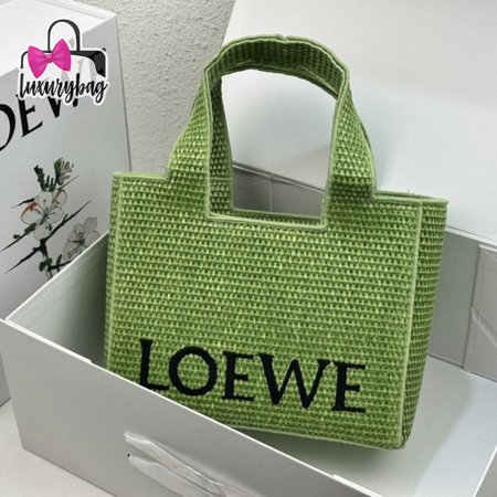 Small LOEWE Font Tote in Raffia