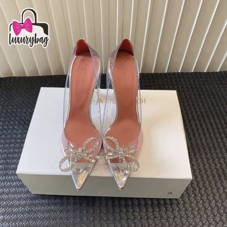 Amina Muaddi Rosie Glass Pointed Toe Pump