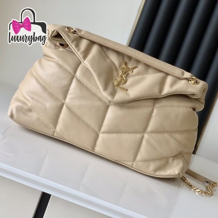 Saint Laurent Beige Loulou Puffer Shoulder Bag