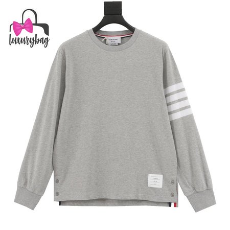 Thom Browne L/S Rugby Tee - Light Grey