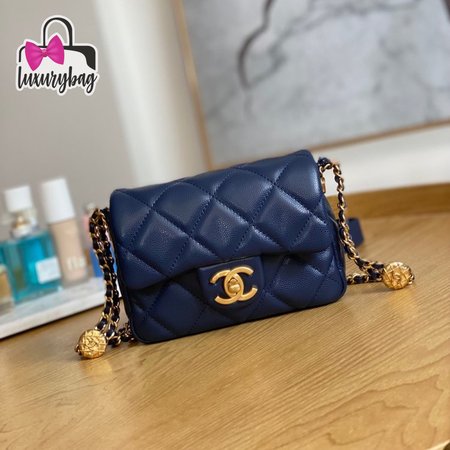 Chanel 22A Mini Flap Bag Navy Blue