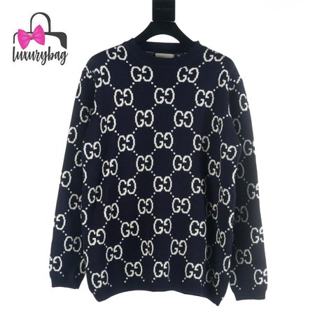 Gucci GG All Over Crewneck Sweater Navy