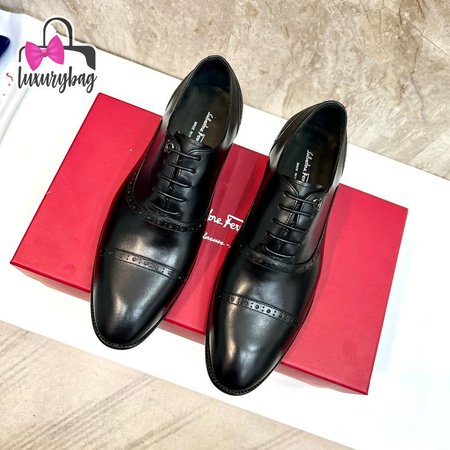 Salvatore Ferragamo Boston Black Cap Toe Loafers