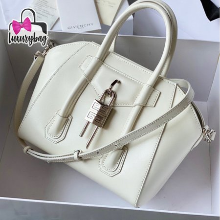 Givenchy Mini Antigona Lock Bag In Box Leather Ivory