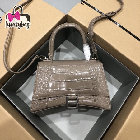 Balenciaga Hourglass Small Handbag Crocodile Embossed