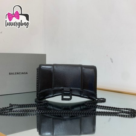 Balenciaga Hourglass Wallet On Chain Box In Black 656050