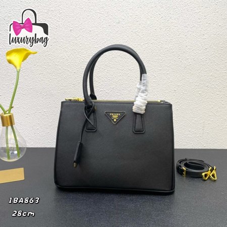 Prada Galleria Saffiano Leather Bag Medium Black 1BA863