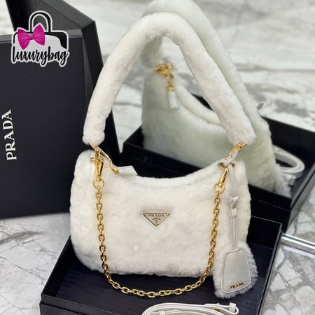 Prada Shearling Mini-Bag White 1BC204