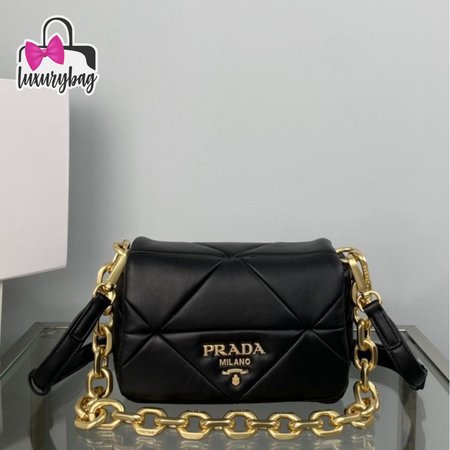 Prada System Nappa Patchwork Shoulder Bag Black 1BD292