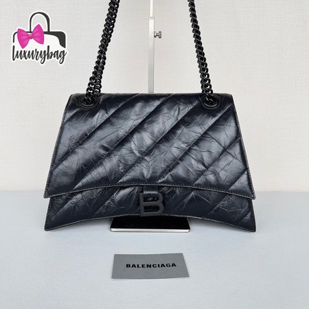 Balenciaga Crush Large Chain Bag Quilted In Black