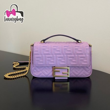 Fendi Baguette Chain Midi Lilac Nappa Leather Bag Purple 8BR793AH9CF1HO5