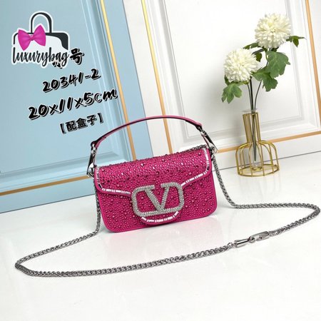 Valentino Loco Calfskin Shoulder Bag Pink