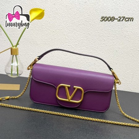 Valentino Loco Calfskin Shoulder Bag Prune WB0K30ZXL_ZA2