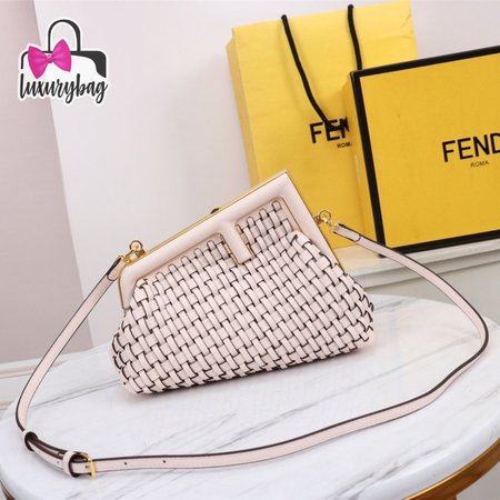 Fendi First Small Pink Braided Leather Bag